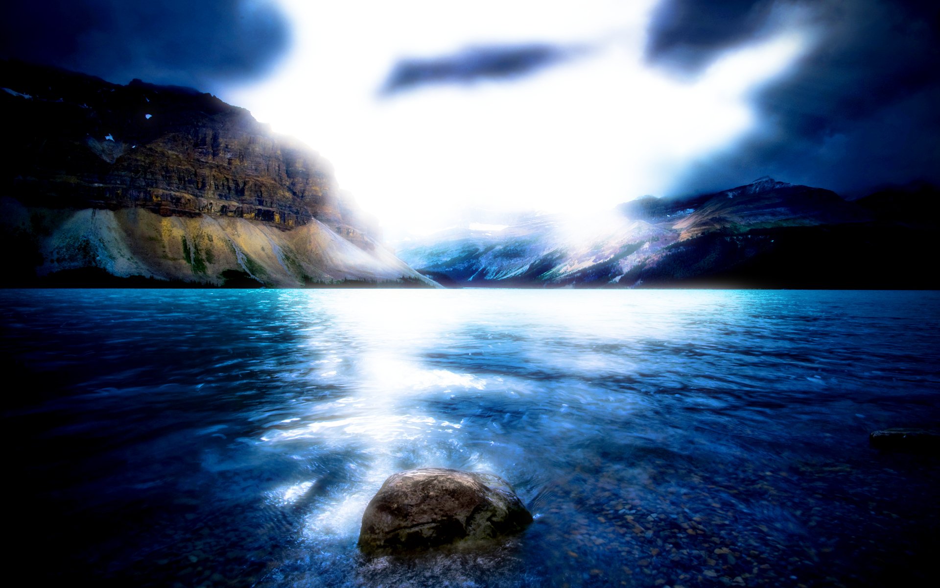 Download Colors Softglow Landscape Island Blue Nature Artistic  HD Wallpaper