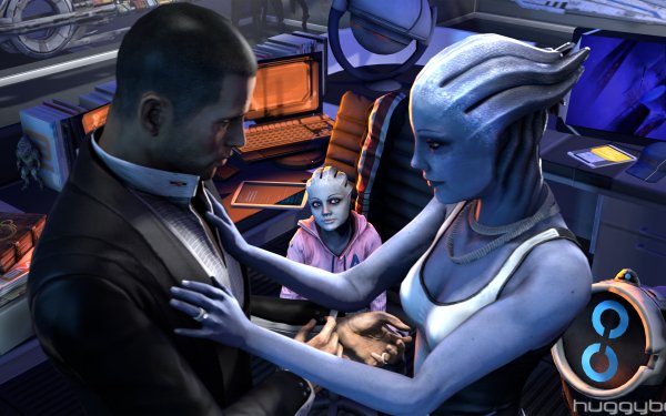 Video Game Mass Effect Liara T'Soni Commander Shepard HD Wallpaper | Background Image