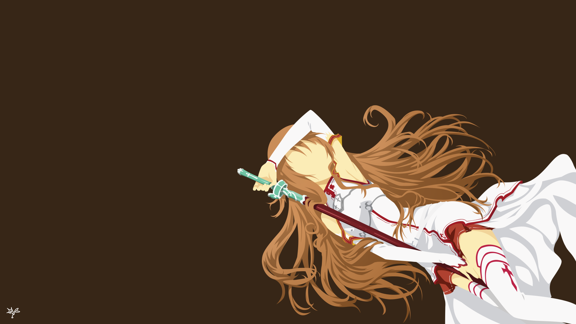 4K Ultra HD anime wallpaper featuring a Sword Art Online character with flowing hair and a drawn sword against a dark background for PC desktop.