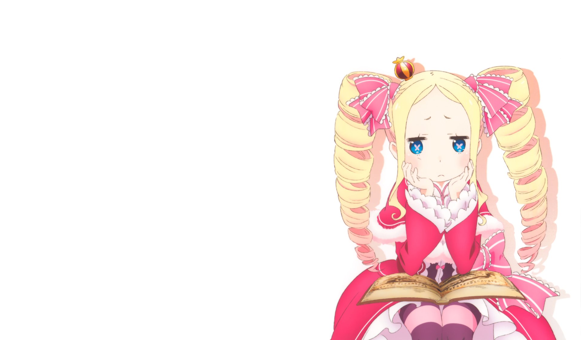 Beatrice from Re:Zero - Starting Life in Another World, depicted in a detailed 4K Ultra HD anime-style PC desktop wallpaper with vibrant colors and expressive design.