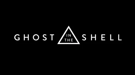 HD PC desktop wallpaper featuring the 2017 movie logo for Ghost in the Shell with a black background and white text incorporating a central triangle design.