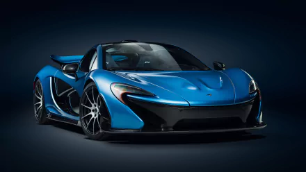 HD desktop wallpaper featuring a striking blue McLaren P1 supercar against a dark background, showcasing its sleek, aerodynamic design and powerful presence.