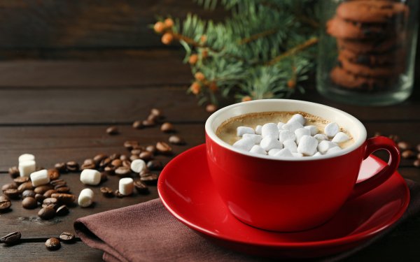 Nahrungsmittel Heiße Schokolade Coffee Beans Cup Marshmallow HD Wallpaper | Hintergrund