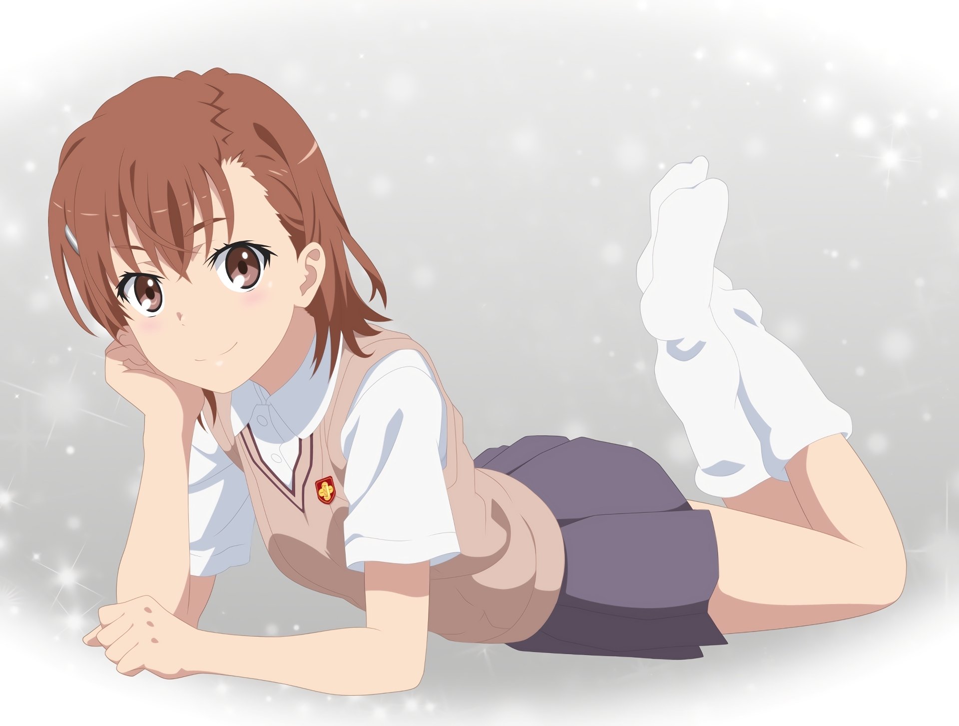 Download Socks Skirt School Uniform Short Hair Brown Eyes Brown Hair ...