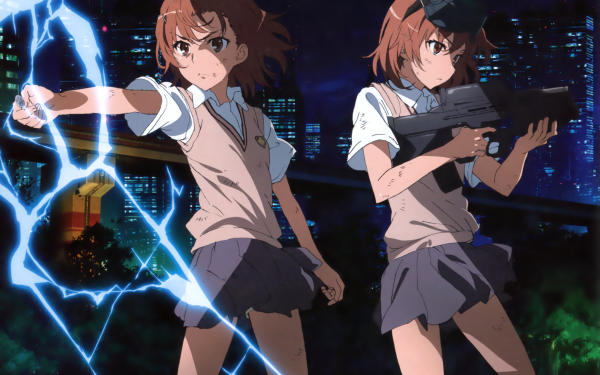 Anime A Certain Scientific Railgun A Certain Magical Index Mikoto Misaka Sisters Brown Hair Brown Eyes Short Hair School Uniform Skirt Twins HD Wallpaper | Background Image