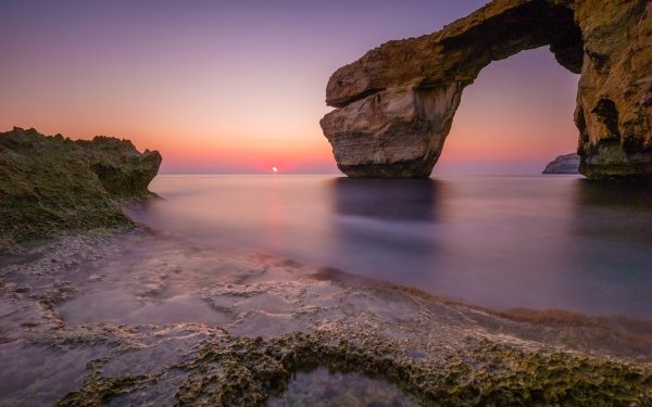 Earth Arch Nature Horizon Sunset Ocean HD Wallpaper | Background Image