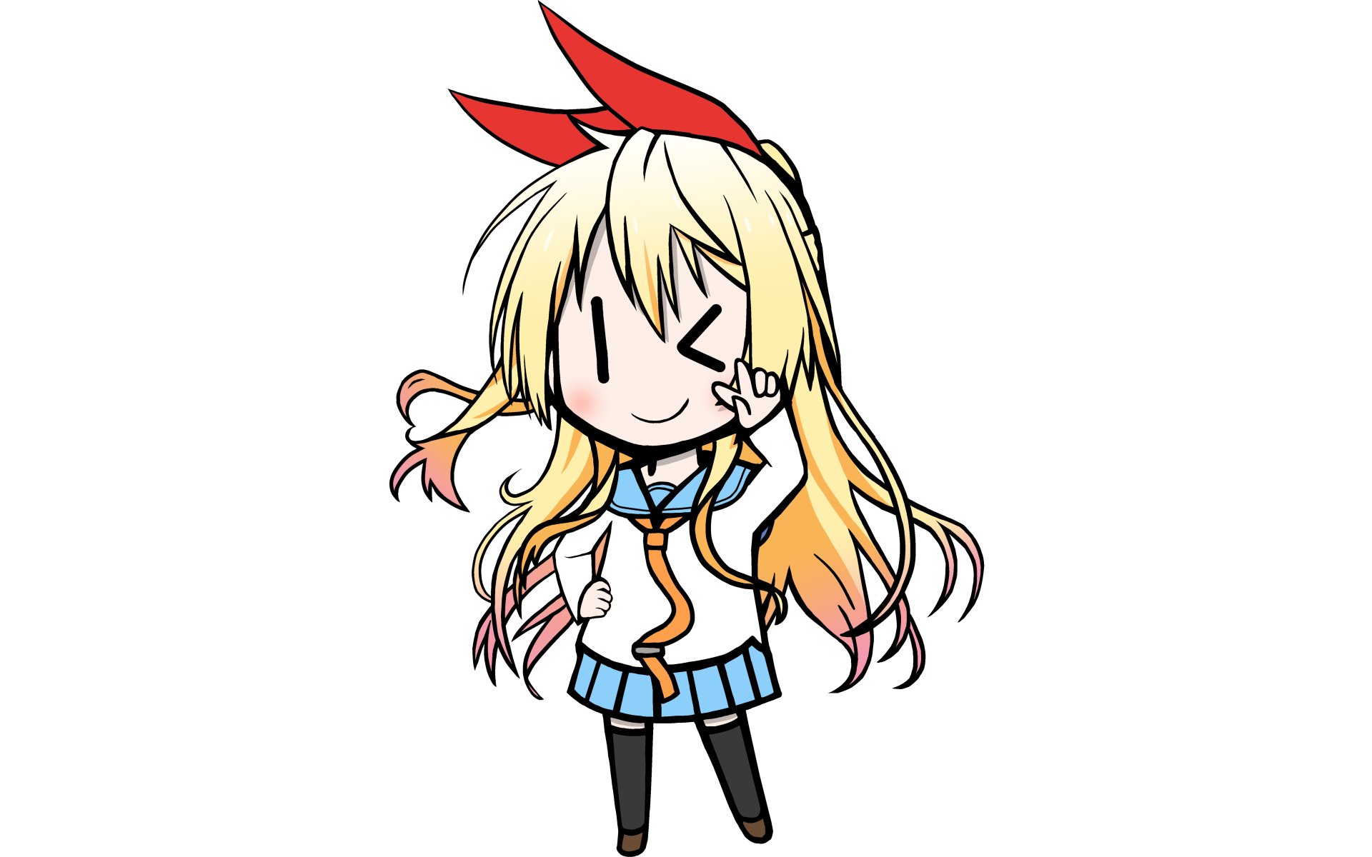 Download Thigh Highs Skirt School Uniform Long Hair Blonde Chitoge Kirisaki Anime Nisekoi 8k Ultra HD Wallpaper