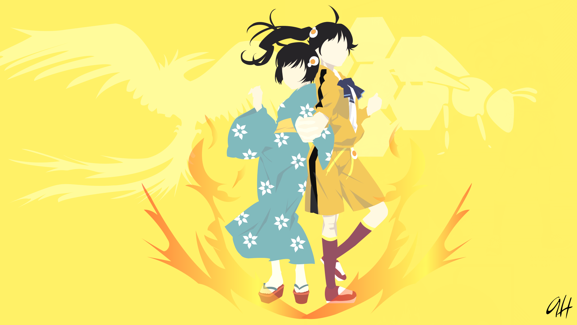 Fire Sisters Karen Araragi And Tsukihi Araragi Hd Wallpaper Background Image 1920x1080 Id