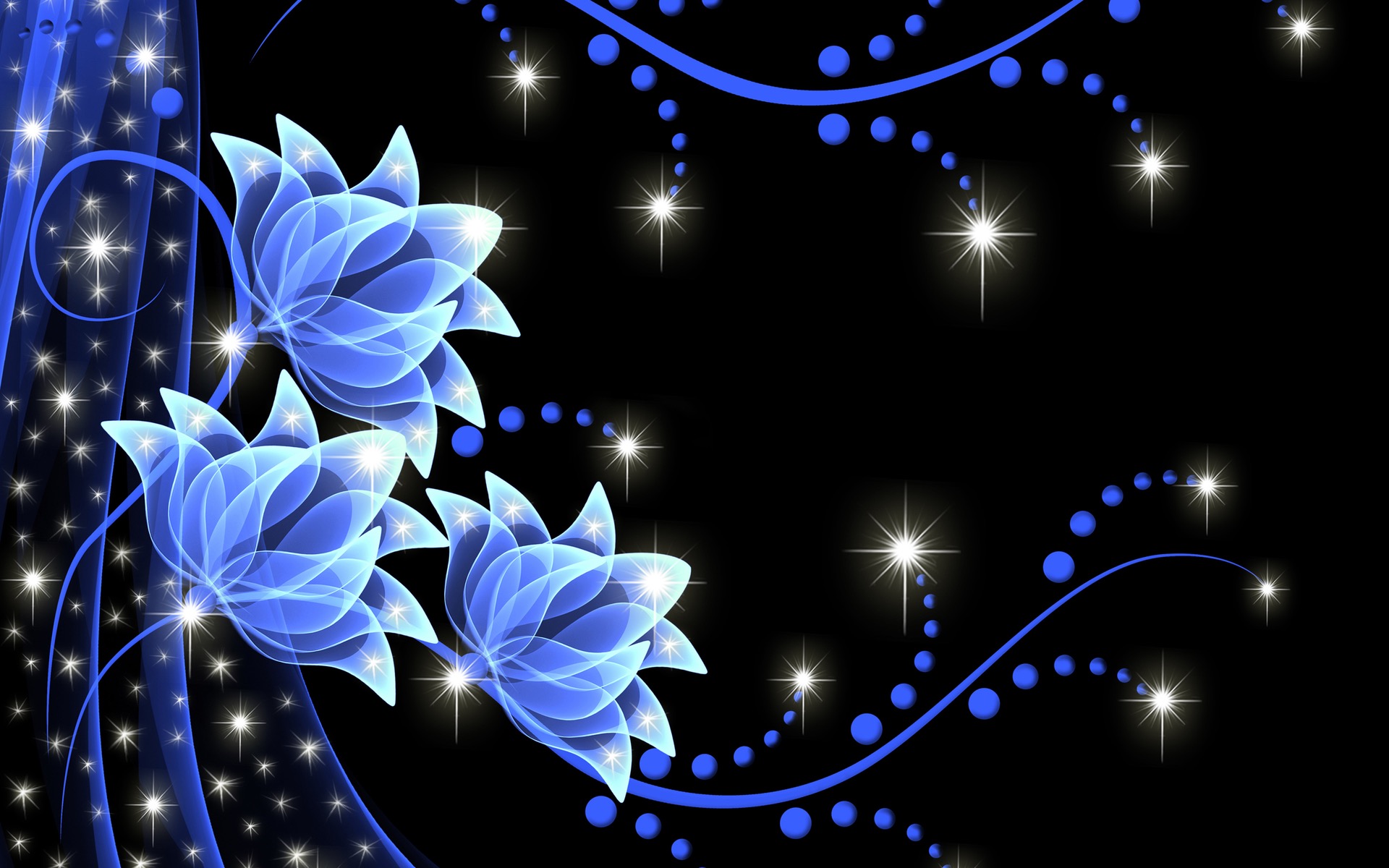 Neon Blue Flowers