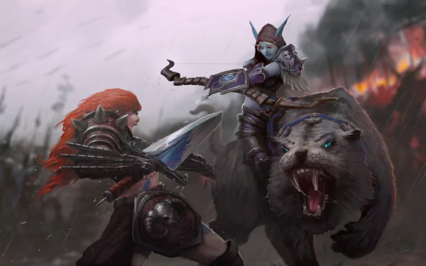 battle armor bow sword Barbarian (Diablo III) woman warrior Sylvanas Windrunner video game Heroes of the Storm HD Desktop Wallpaper | Background Image