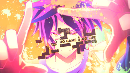 HD anime desktop wallpaper featuring Sora from No Game No Life with vibrant colors and stylized text overlay.