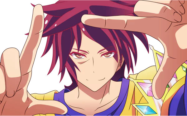 Sora from No Game No Life in vibrant anime style, featured in an 8K Ultra HD PC desktop wallpaper with detailed colors and sharp design.