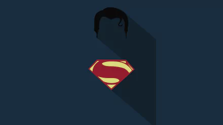 Minimalist HD desktop wallpaper featuring the iconic Superman logo and his distinctive hairstyle on a dark blue background.