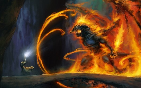 Fantaisie Le Seigneur des anneaux Magicien Démon Gandalf Balrog Peinture Fond d'écran HD | Image