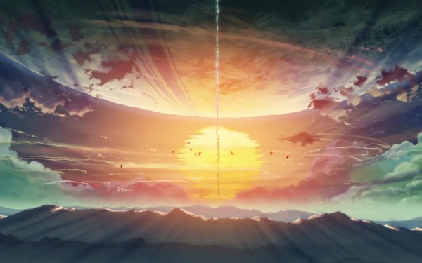 Anime 5 Centimètres Par Seconde Paysage Soleil Fond d'écran HD | Image