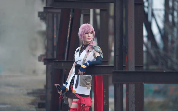 Claire Farron depth of field pink hair Lightning (Final Fantasy) Final Fantasy woman cosplay HD Desktop Wallpaper | Background Image
