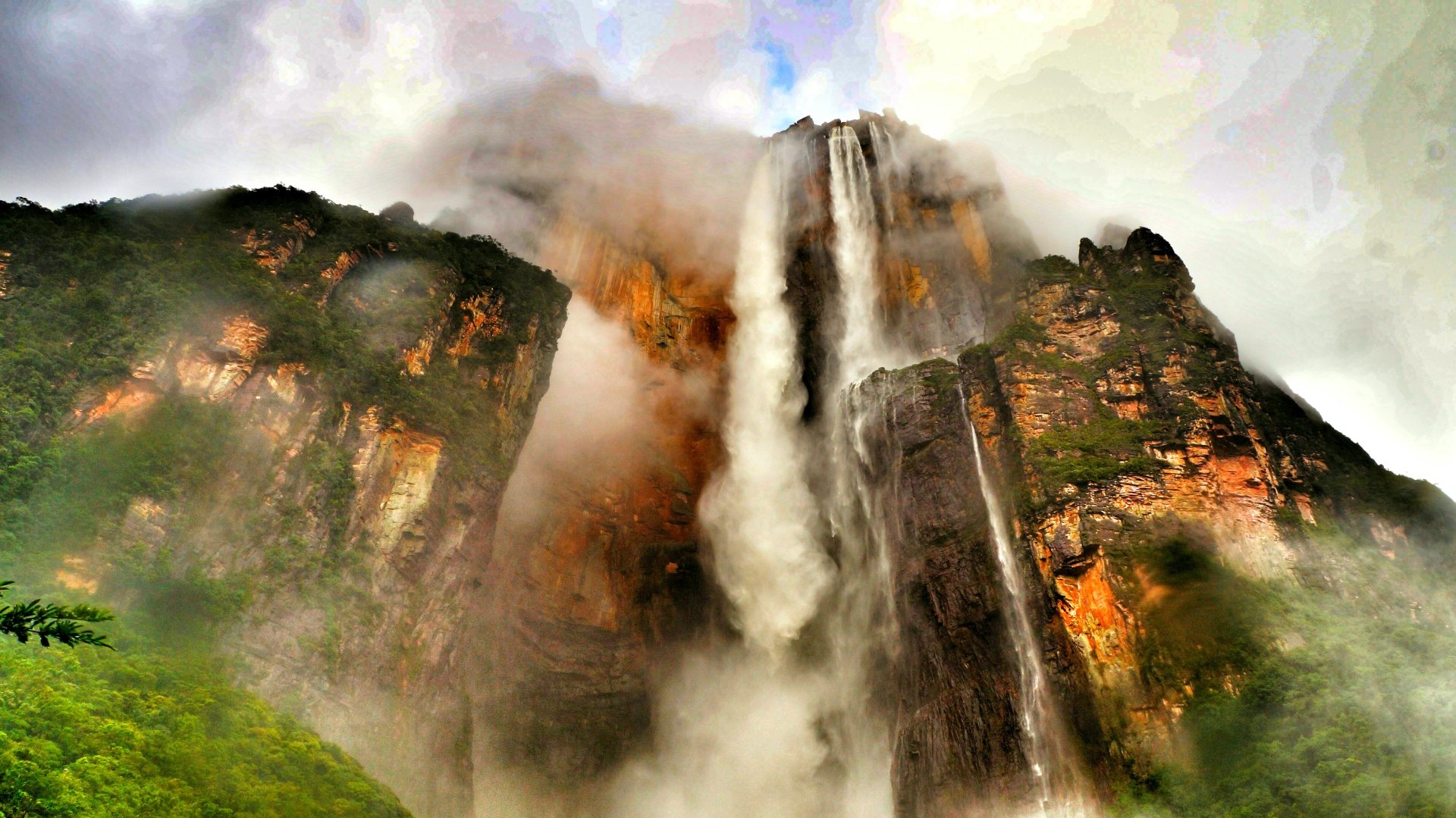 Angel Falls Cliff Waterfall - 4K Ultra HD Wallpaper