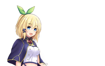 HD PC desktop wallpaper featuring Rumia Tingel from the anime Rokudenashi Majutsu Koushi to Akashic Records with a bright, detailed character illustration on a white background.