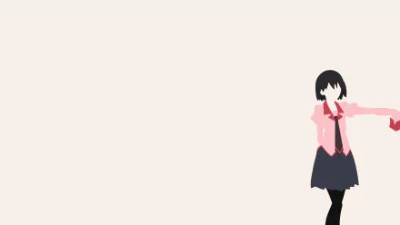 Minimalist 4K Ultra HD PC wallpaper featuring Ougi Oshino from the Monogatari series against a light beige background.