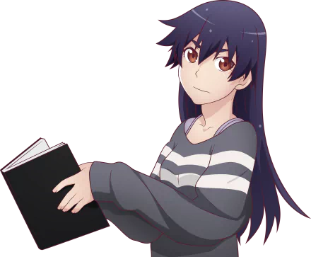 Suruga Kanbaru from Monogatari series holding a book, depicted in a detailed 4K Ultra HD anime-style PC desktop wallpaper background.