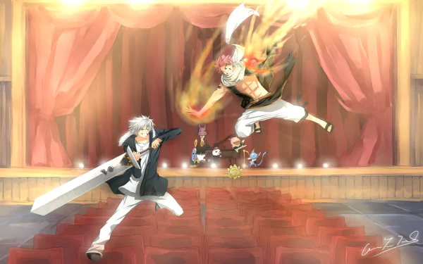 Plue (Fairy Tail) Happy (Fairy Tail) Natsu Dragneel Anime crossover HD Desktop Wallpaper | Background Image