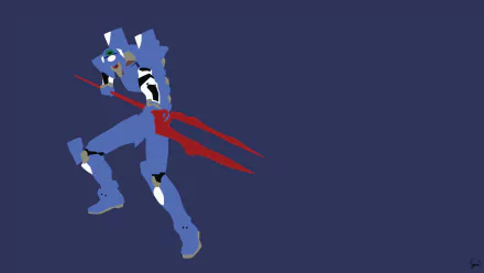 HD PC desktop wallpaper featuring Evangelion Unit-00 from the anime Neon Genesis Evangelion in a dynamic pose against a solid dark blue background.