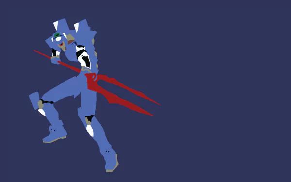 HD PC desktop wallpaper featuring Evangelion Unit-00 from the anime Neon Genesis Evangelion in a dynamic pose against a solid dark blue background.