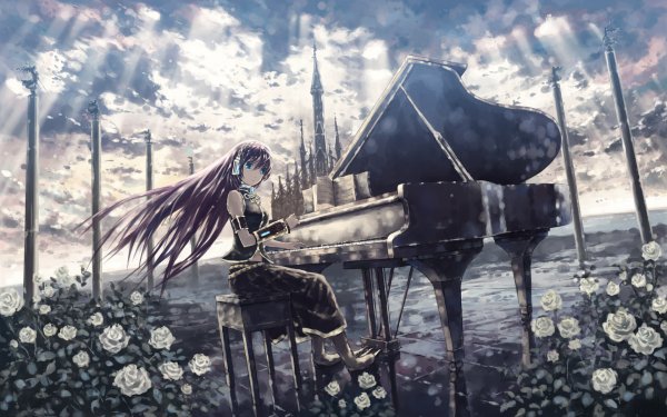 Anime Vocaloid Piano Luka Megurine Flower HD Wallpaper | Background Image
