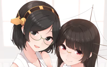 Kirishima (Kancolle) Choukai (Kancolle) Anime Kantai Collection HD Desktop Wallpaper | Background Image