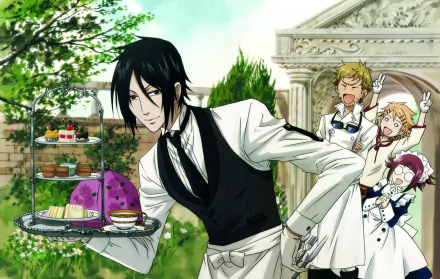 Baldroy (Black Butler) Mey Rin (Black Butler) Finnian (Black Butler) Sebastian Michaelis Anime Black Butler HD Desktop Wallpaper | Background Image