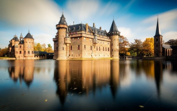 Man Made Castle De Haar Castles Netherlands Castle Building Reflection Lake HD Wallpaper | Background Image