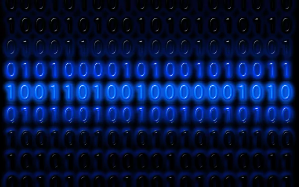 HD desktop wallpaper featuring a blue, digital binary code pattern, representing technology.