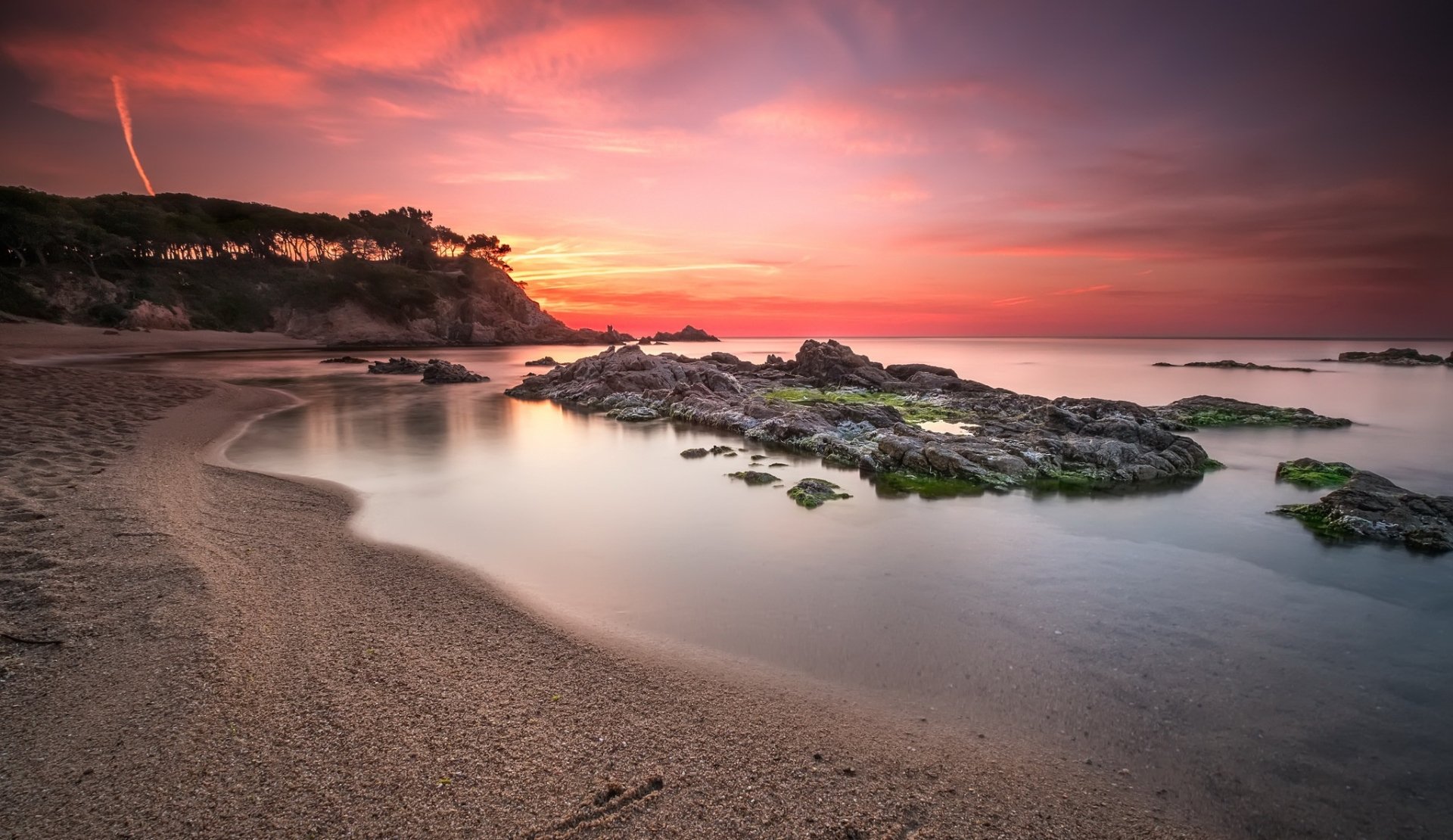 Download Coastline Sand Horizon Ocean Sunset Nature Beach HD Wallpaper ...