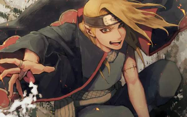 HD desktop wallpaper featuring Deidara from Naruto, showcasing dynamic anime art with Deidara in action.