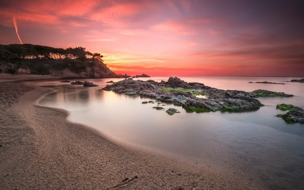 Nature Beach Sunset Ocean Horizon Sand Coastline HD Wallpaper | Background Image