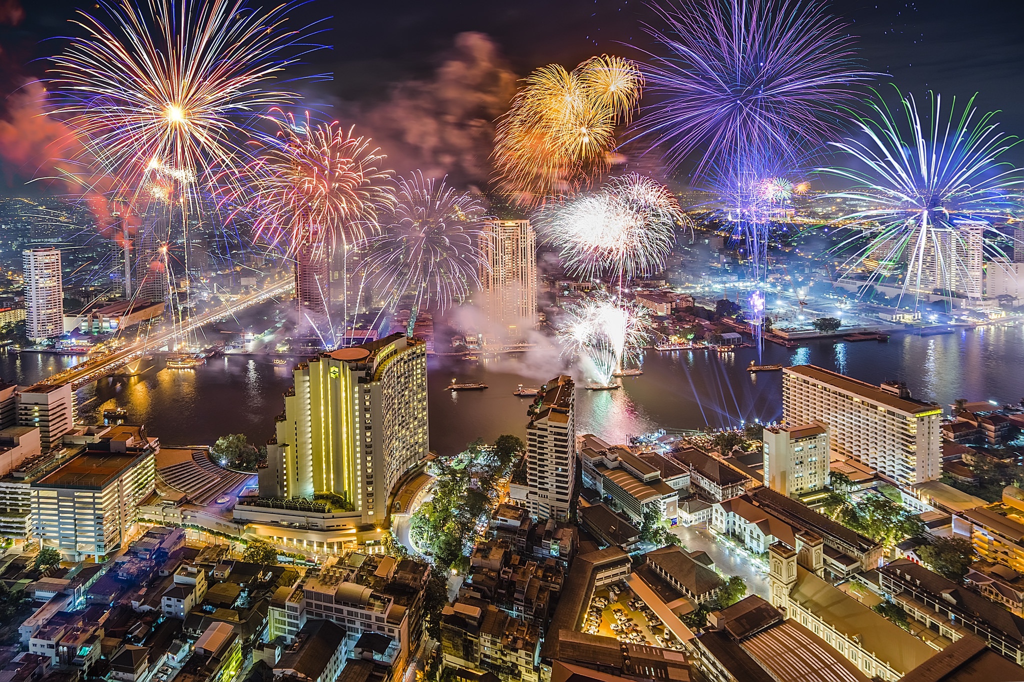 Download Cityscape Building Night City Fireworks Thailand Man Made ...