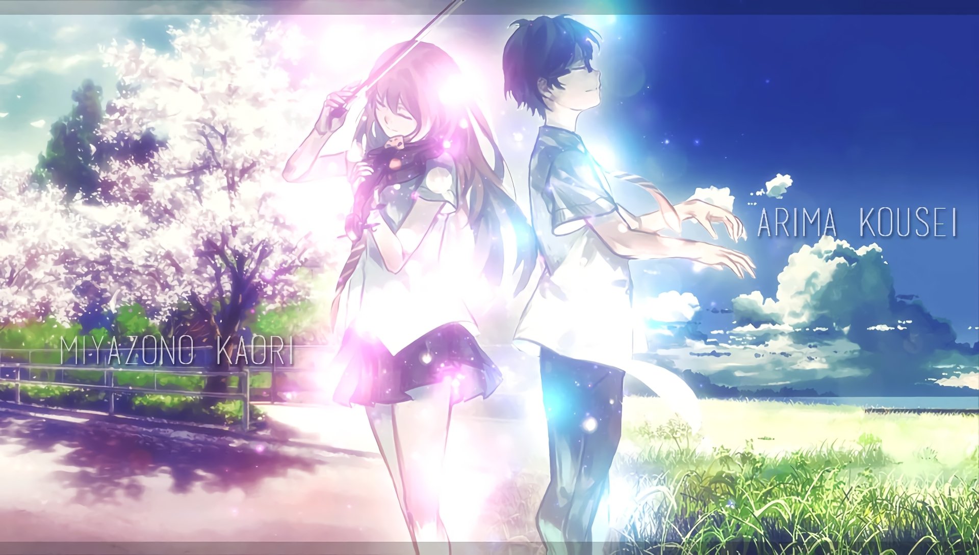 Anime 1920x1080 Shigatsu wa Kimi no Uso Miyazono Kaori Arima Kousei