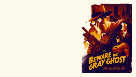 HD desktop wallpaper featuring Batman and the Grey Ghost from Batman: The Animated Series in a stylized TV show poster with a dark cityscape background.