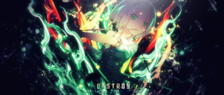 HD PC desktop wallpaper featuring Youmu Konpaku from Touhou, depicted with glowing chains and vibrant energy effects in an anime style.