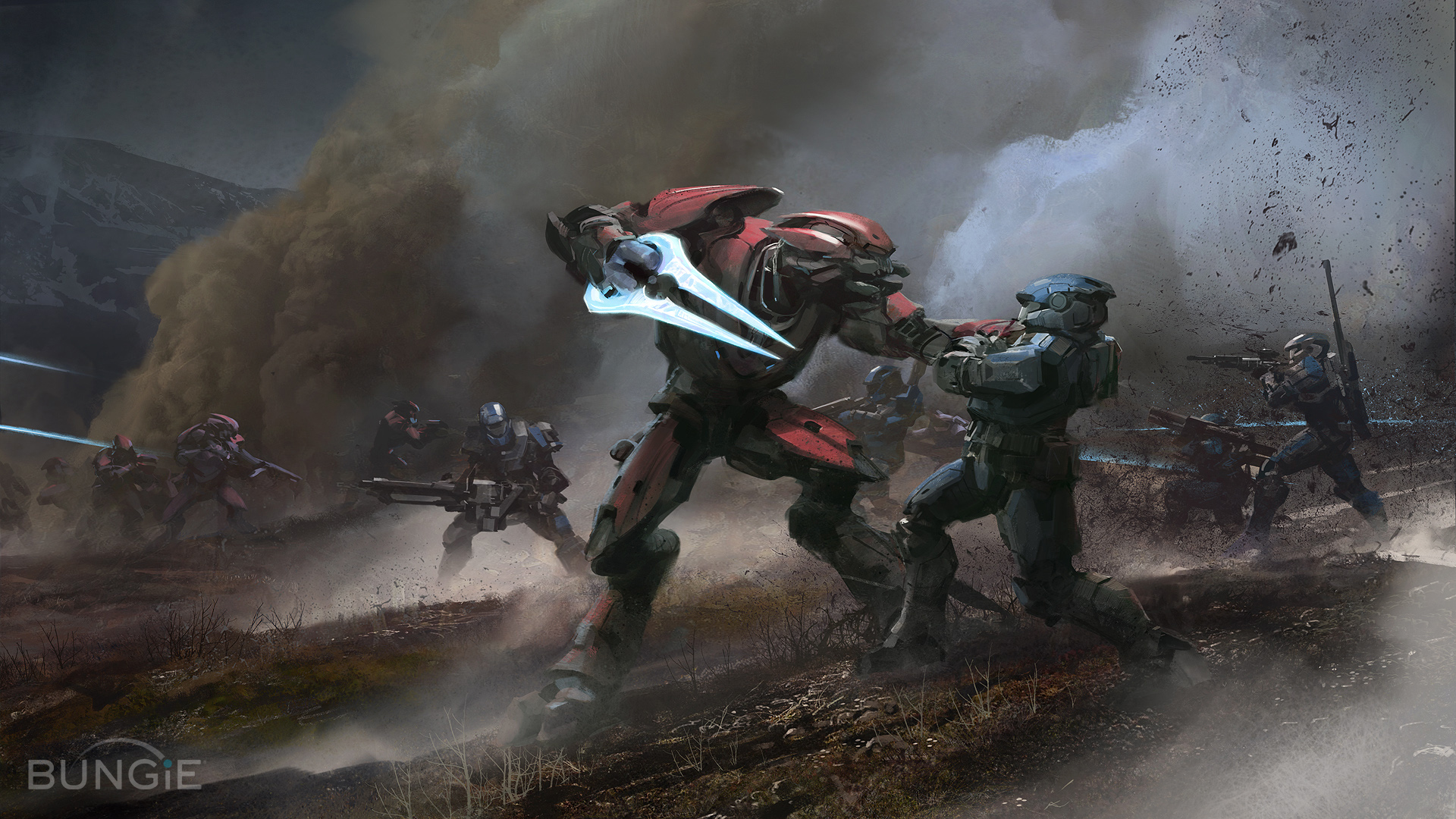 Halo Zealot Spartan engaging in a battle execution