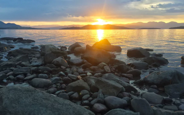 landscape sunrise nature Montana Flathead Lake lake HD Desktop Wallpaper | Background Image