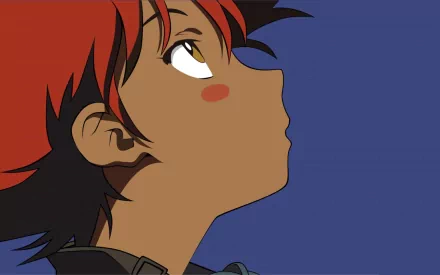 HD anime desktop wallpaper featuring Edward from Cowboy Bebop, showcasing a close-up profile with a deep blue background.