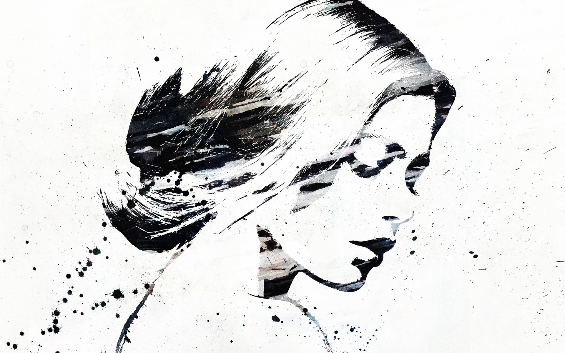 Stylish artistic drawing of a woman, featuring bold strokes and a dynamic composition. This HD wallpaper serves as an elegant background for any desktop.