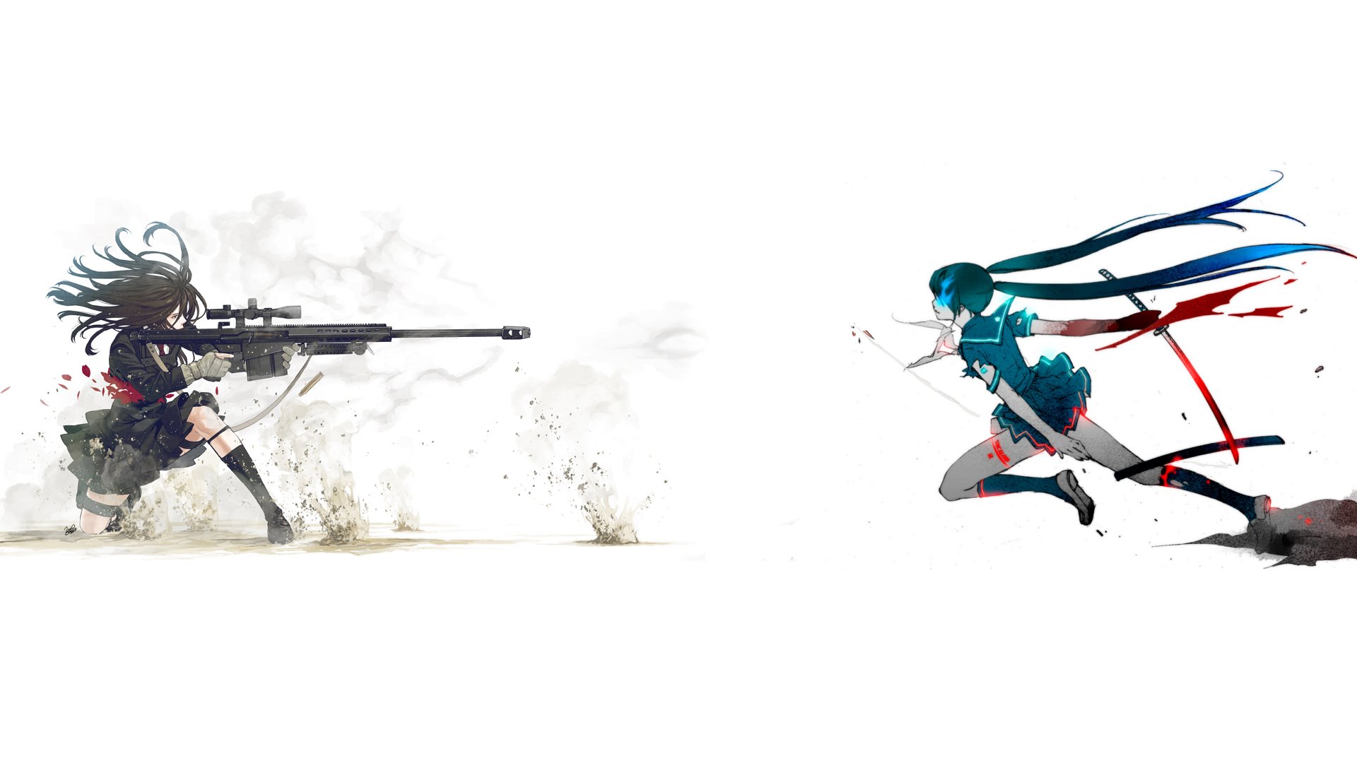 Download Black Rock Shooter Gun Anime Crossover HD Wallpaper