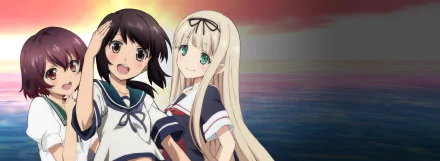 Yuudachi (Kancolle) Mutsuki (Kancolle) Fubuki (Kancolle) Anime Kantai Collection HD Desktop Wallpaper | Background Image