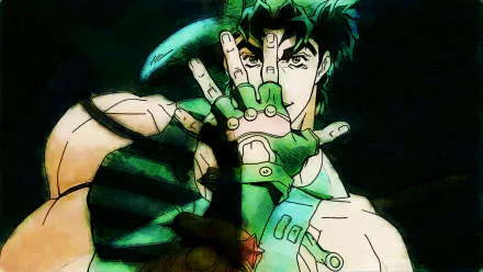 HD desktop wallpaper featuring Jonathan Joestar from the anime Jojo's Bizarre Adventure. The character is striking a dynamic pose with his hand partially covering his face.