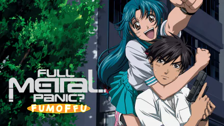 HD desktop wallpaper featuring Sousuke Sagara and Kaname Chidori from the anime Full Metal Panic!, with vibrant colors and dynamic poses.
