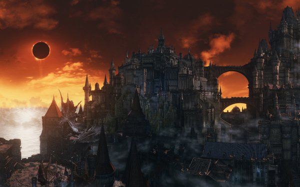 Video Game Dark Souls III Dark Souls Castle City Eclipse Dragon HD Wallpaper | Background Image