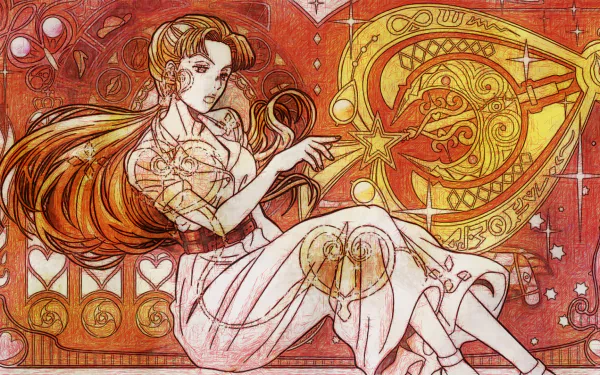 HD wallpaper featuring Aya Tsuji from Jojo's Bizarre Adventure: Diamond Is Unbreakable. The anime character is depicted in a white dress, with blonde hair, set against a detailed and vibrant background.