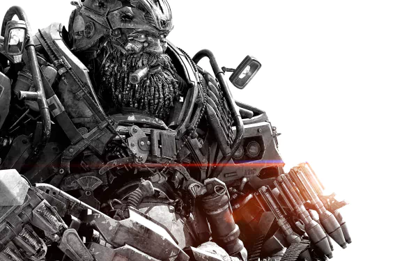 HD PC desktop wallpaper featuring Hound from the movie Transformers: The Last Knight, showcasing the detailed robotic design in a dynamic close-up.